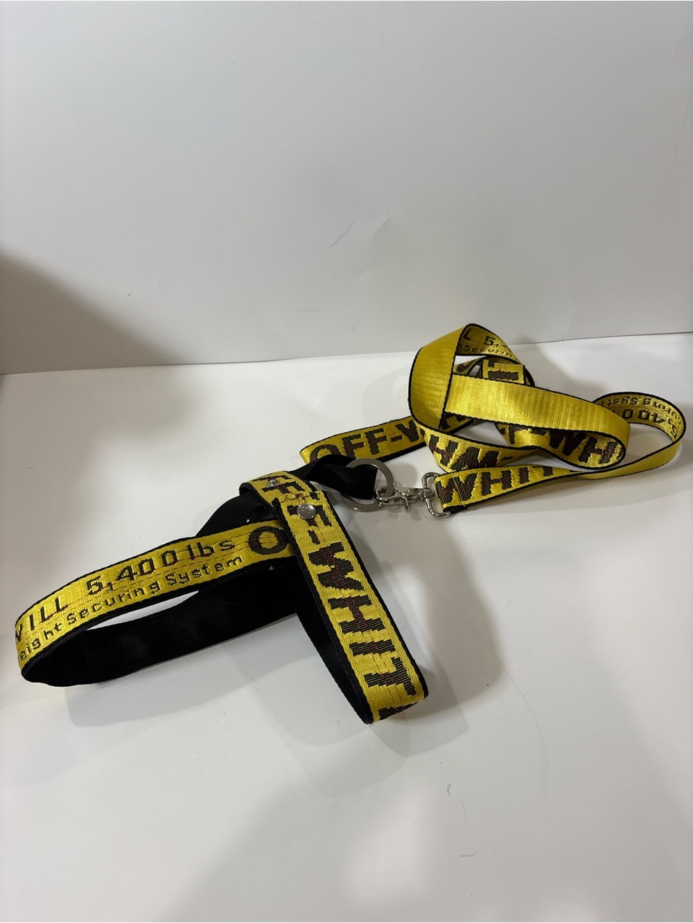 Off-White Black and Yellow Industrial Strap Leash and harness